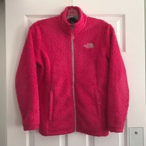 Girls fuzzy North Face jacket